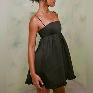 Oh Polly Empire Waist Black Mini Dress